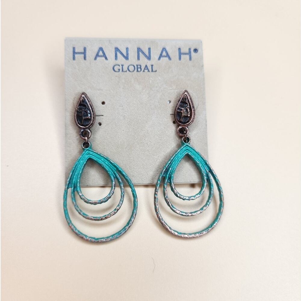 Bohemian Metal Brass Turquoise Dangle Earrings